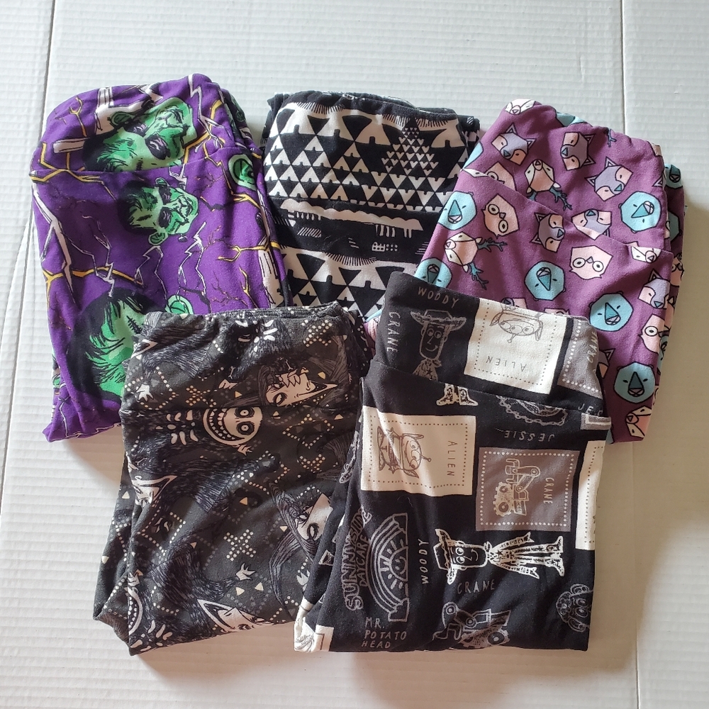 LuLaRoe - Lot Of 5 - Colorful Graphic Print Leggings Set